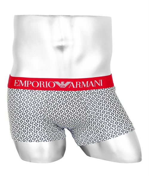 EMPORIO ARMANI/エンポリオ アルマーニ ローライズ ボクサーパンツ メンズ パンツ 男性 下着 ブランド ESSENTIAL MICROFIBER 父の日 プレゼント(2.レッドホワイト-海外S(日本M相当))