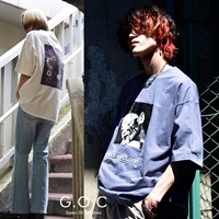 G.O.C(ジーオーシー)オーバーサイズコットンマルチプリントTシャツ│メンズ ユニセックス ビッグシルエット フォトプリント バックプリント フラワー 韓国系ファッション 人気