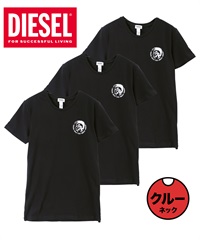 ディーゼル DIESEL 【3枚セット】Essentials メンズ 半袖 Tシャツ ギフト ラッピング無料 綿100 コットン かっこいい ロゴ ワンポイント 無地(1.CTブラックセット-海外XS(日本S相当))