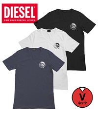 ディーゼル DIESEL 【3枚セット】Essentials メンズ 半袖 Tシャツ ギフト ラッピング無料 綿100 コットン かっこいい ロゴ ワンポイント 無地(11.VTネイビーセット-海外XS(日本S相当))