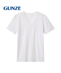 グンゼ GUNZE COOL MAGIC アセドロン ベア天 メンズ クルーネック半袖Tシャツ 【メール便】(Vホワイト-M)