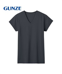 グンゼ GUNZE COOL MAGIC アセドロン ベア天 メンズ 汗とり付 Vネック半袖Tシャツ 【メール便】(ネイビーブルー-M)