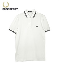 フレッドペリー FRED PERRY TWIN TIPPED メンズ 半袖 ポロシャツ(ホワイトブラック-海外S(日本M相当))