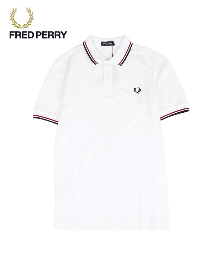 フレッドペリー FRED PERRY TWIN TIPPED メンズ 半袖 ポロシャツ(ホワイト-海外S(日本M相当))