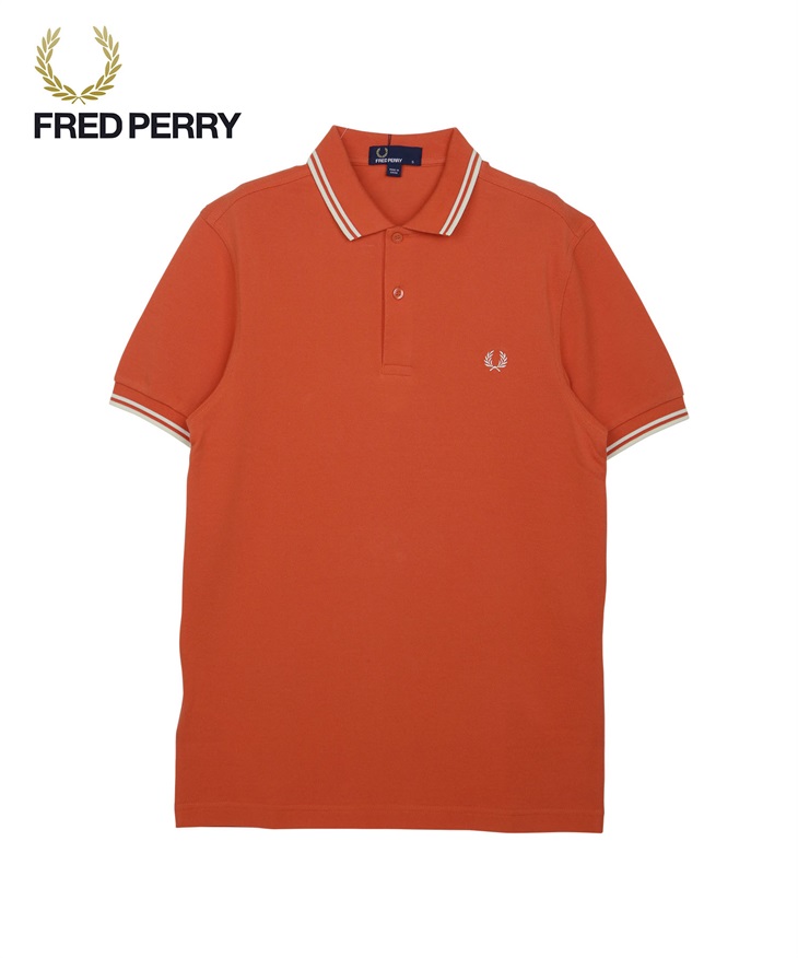 フレッドペリー FRED PERRY TWIN TIPPED メンズ 半袖 ポロシャツ(ピーチレッド-海外S(日本M相当))