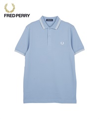 フレッドペリー FRED PERRY TWIN TIPPED メンズ 半袖 ポロシャツ(スカイブルー-海外S(日本M相当))