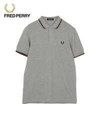 フレッドペリー FRED PERRY TWIN TIPPED メンズ 半袖 ポロシャツ(スチールマール-海外S(日本M相当))