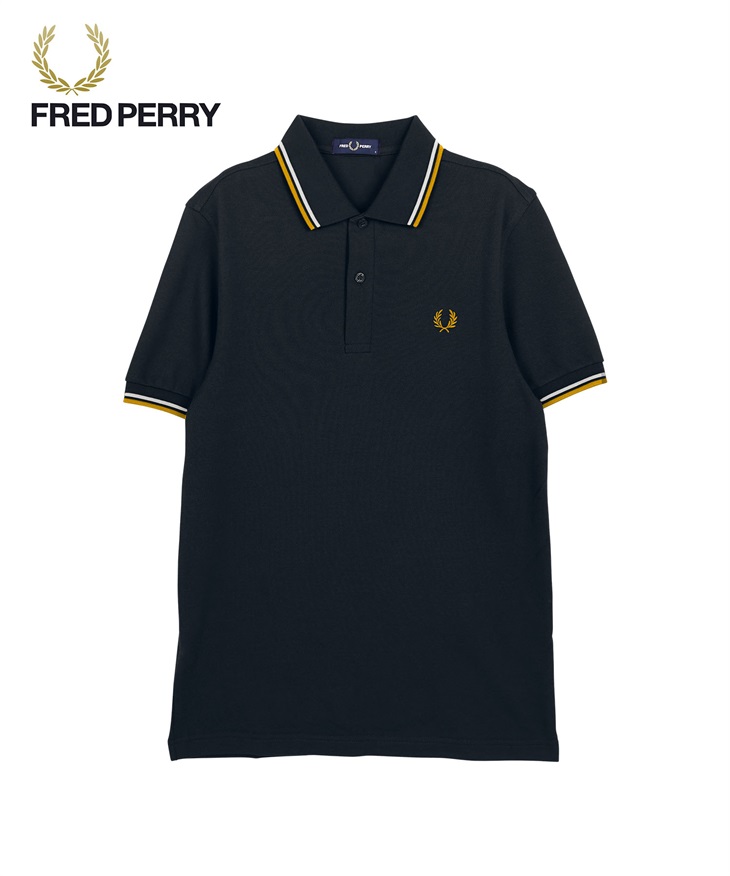 フレッドペリー FRED PERRY TWIN TIPPED メンズ 半袖 ポロシャツ(ネイビーホワイトG-海外S(日本M相当))