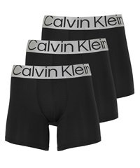 カルバンクライン Calvin Klein 【3枚セット】STEEL MICRO メンズ ロングボクサーパンツ(オールブラックセット-海外S(日本M相当))