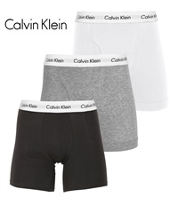 カルバンクライン Calvin Klein 【3枚セット】Cotton Stretch メンズ ロングボクサーパンツ(ブラックマルチBセット-海外M(日本L相当))