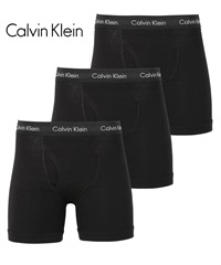 カルバンクライン Calvin Klein 【3枚セット】Cotton Stretch メンズ ロングボクサーパンツ(ブラックセット-海外S(日本M相当))