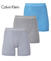 カルバンクライン Calvin Klein 【3枚セット】Cotton Stretch メンズ ロングボクサーパンツ(ストームマルチセット-海外S(日本M相当))