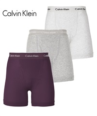 カルバンクライン Calvin Klein 【3枚セット】Cotton Stretch メンズ ロングボクサーパンツ(ローンパープルセット-海外S(日本M相当))