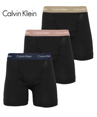 カルバンクライン Calvin Klein 【3枚セット】Cotton Stretch メンズ ロングボクサーパンツ(ブラックトラバーチンセット-海外S(日本M相当))