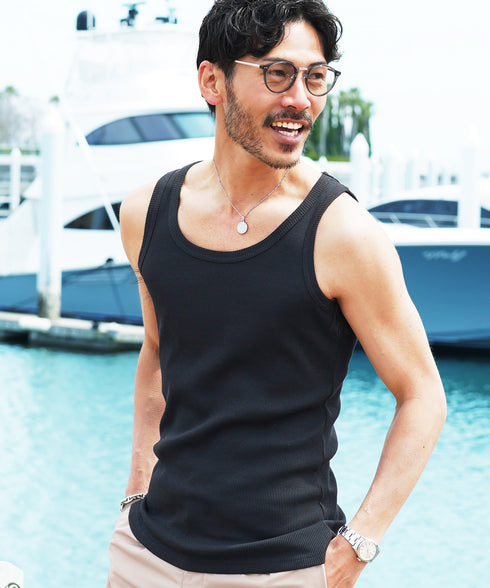 【この商品限定!2点以上購入で10%OFF】テレコ タンクトップ|タンクトップ メンズ 無地 リブ 1枚でも着れる インナー 人気 おすすめ 安い