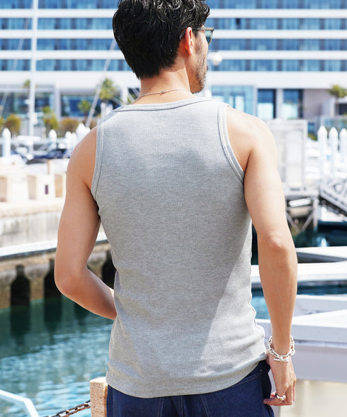 【この商品限定!2点以上購入で10%OFF】テレコ タンクトップ|タンクトップ メンズ 無地 リブ 1枚でも着れる インナー 人気 おすすめ 安い