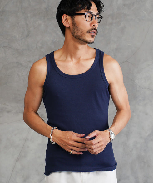 【この商品限定!2点以上購入で10%OFF】テレコ タンクトップ|タンクトップ メンズ 無地 リブ 1枚でも着れる インナー 人気 おすすめ 安い