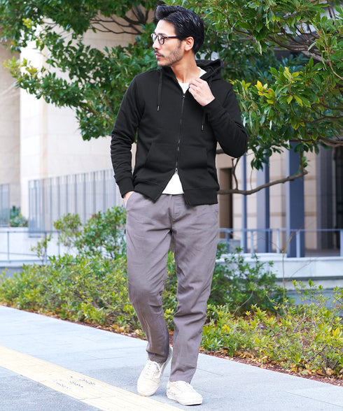 インレイジップアップパーカー│ZIPパーカー ユニセックス 無地パーカー ジップパーカー スウェットパーカー 薄手 JIGGYSSHOP