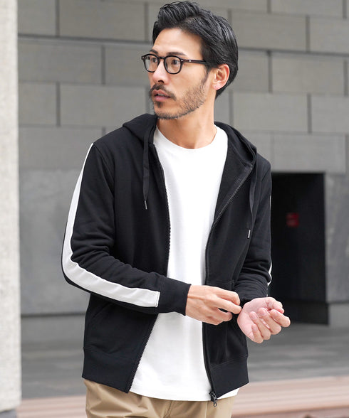 インレイジップアップパーカー│ZIPパーカー ユニセックス 無地パーカー ジップパーカー スウェットパーカー 薄手 JIGGYSSHOP