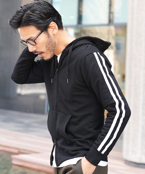 インレイジップアップパーカー│ZIPパーカー ユニセックス 無地パーカー ジップパーカー スウェットパーカー 薄手 JIGGYSSHOP