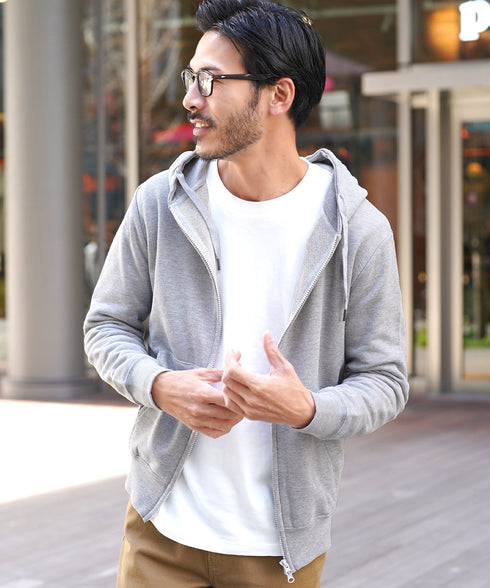 インレイジップアップパーカー│ZIPパーカー ユニセックス 無地パーカー ジップパーカー スウェットパーカー 薄手 JIGGYSSHOP