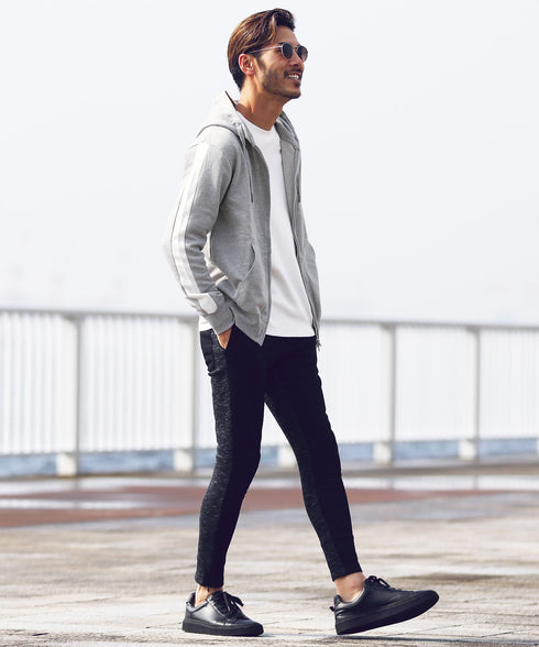 インレイジップアップパーカー│ZIPパーカー ユニセックス 無地パーカー ジップパーカー スウェットパーカー 薄手 JIGGYSSHOP