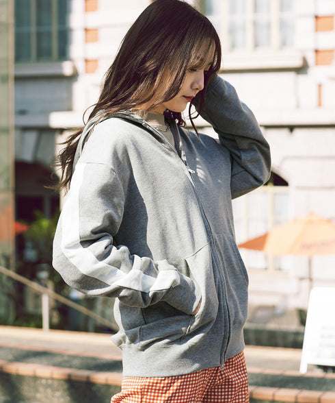 インレイジップアップパーカー│ZIPパーカー ユニセックス 無地パーカー ジップパーカー スウェットパーカー 薄手 JIGGYSSHOP