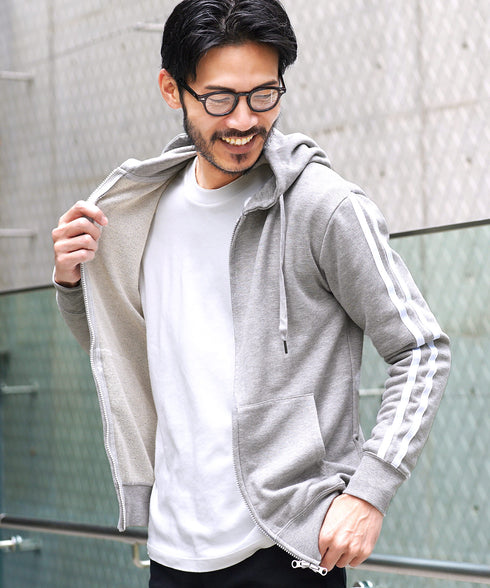 インレイジップアップパーカー│ZIPパーカー ユニセックス 無地パーカー ジップパーカー スウェットパーカー 薄手 JIGGYSSHOP