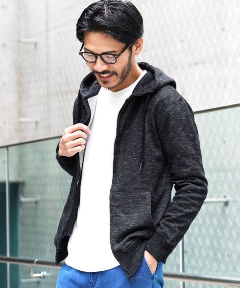 インレイジップアップパーカー│ZIPパーカー ユニセックス 無地パーカー ジップパーカー スウェットパーカー 薄手 JIGGYSSHOP