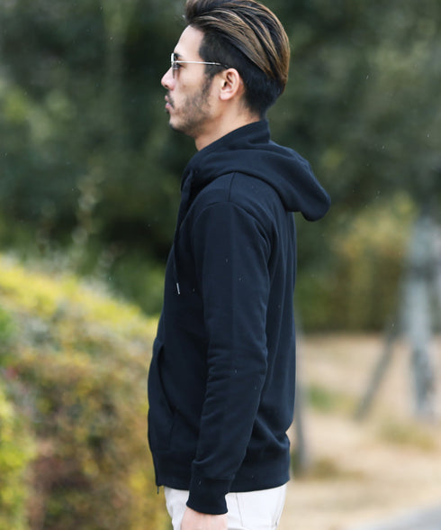 インレイジップアップパーカー│ZIPパーカー ユニセックス 無地パーカー ジップパーカー スウェットパーカー 薄手 JIGGYSSHOP