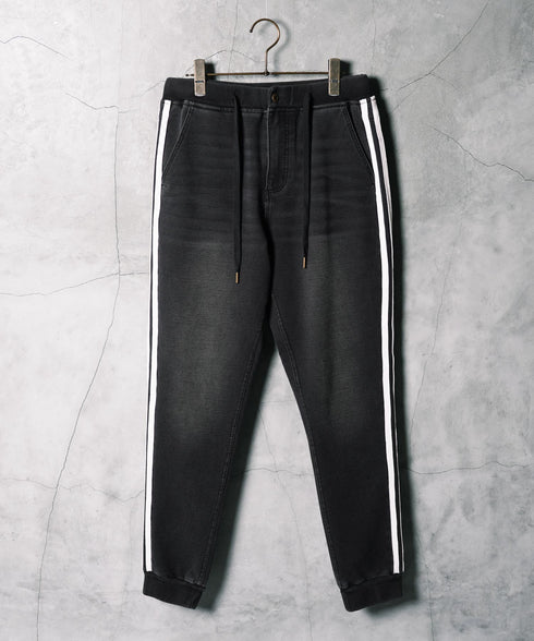 スウェットデニムトラックジャケット セットアップ | トラックジャケット メンズ ブルゾン アウター ジップ デニム スリム スウェット デニムジャケット デニムジャージ サイドライン ラインジャケット ストレッチ 細身