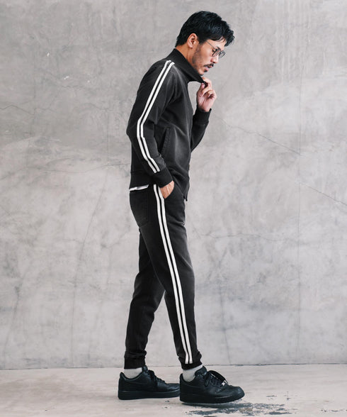 デニムスウェットジョガーパンツ | デニム ジョガーパンツ メンズ スウェットパンツ スリム サイドライン パンツ ラインパンツ スキニー ストレッチ 前開き 細身 スポーツ ダンス ジム LL 2XL 服 春服 秋服