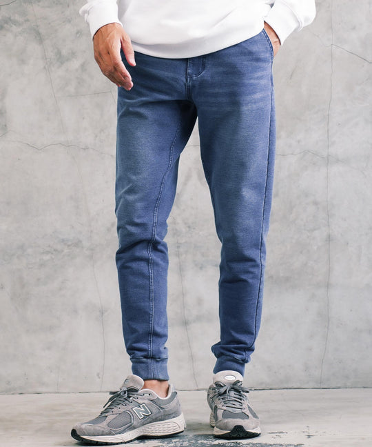 デニムスウェットジョガーパンツ | デニム ジョガーパンツ メンズ スウェットパンツ スリム サイドライン パンツ ラインパンツ スキニー ストレッチ 前開き 細身 スポーツ ダンス ジム LL 2XL 服 春服 秋服