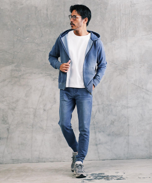 デニムスウェットジョガーパンツ | デニム ジョガーパンツ メンズ スウェットパンツ スリム サイドライン パンツ ラインパンツ スキニー ストレッチ 前開き 細身 スポーツ ダンス ジム LL 2XL 服 春服 秋服