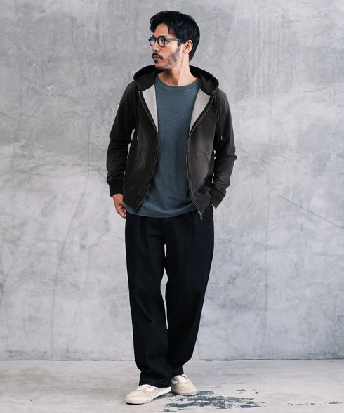 スウェットデニム ジップパーカー | スウェット デニムパーカー 無地 デニム ジップ おしゃれブランド サーフ系 スポーツ ジム メンズ