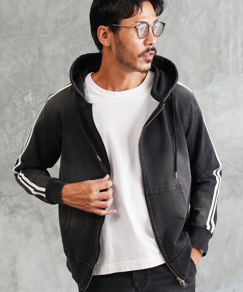 スウェットデニム ジップパーカー | スウェット デニムパーカー 無地 デニム ジップ おしゃれブランド サーフ系 スポーツ ジム メンズ