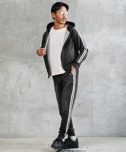 スウェットデニム セットアップ デニム│メンズ パーカー デニム セットアップ スウェット 上下セット ルームウェア ジップアップパーカー