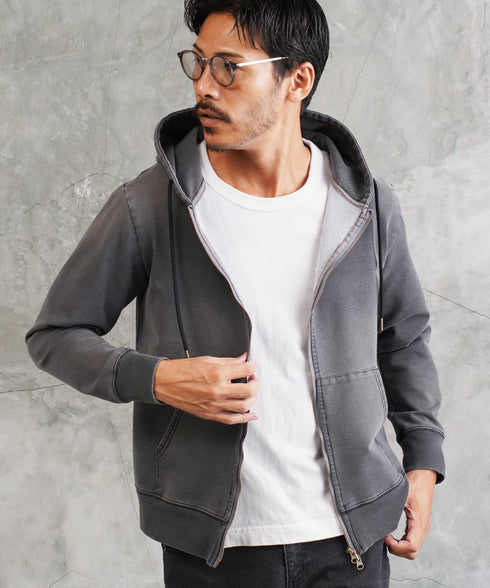 スウェットデニム ジップパーカー | スウェット デニムパーカー 無地 デニム ジップ おしゃれブランド サーフ系 スポーツ ジム メンズ