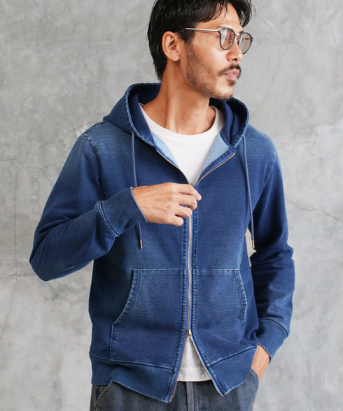 スウェットデニム セットアップ デニム│メンズ パーカー デニム セットアップ スウェット 上下セット ルームウェア ジップアップパーカー