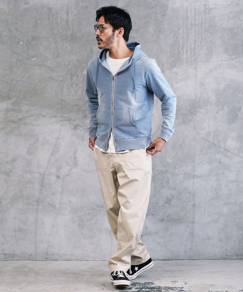 スウェットデニム ジップパーカー | スウェット デニムパーカー 無地 デニム ジップ おしゃれブランド サーフ系 スポーツ ジム メンズ