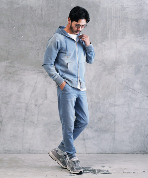 スウェットデニム ジップパーカー | スウェット デニムパーカー 無地 デニム ジップ おしゃれブランド サーフ系 スポーツ ジム メンズ