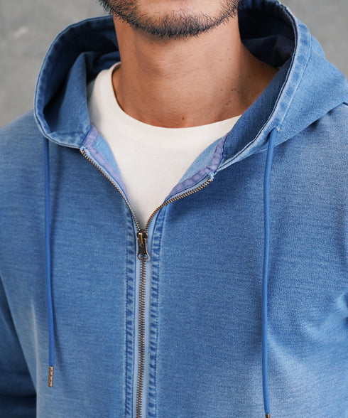 スウェットデニム セットアップ デニム│メンズ パーカー デニム セットアップ スウェット 上下セット ルームウェア ジップアップパーカー