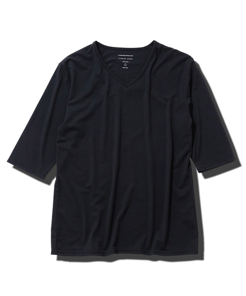 TRVネック五分袖Tシャツ