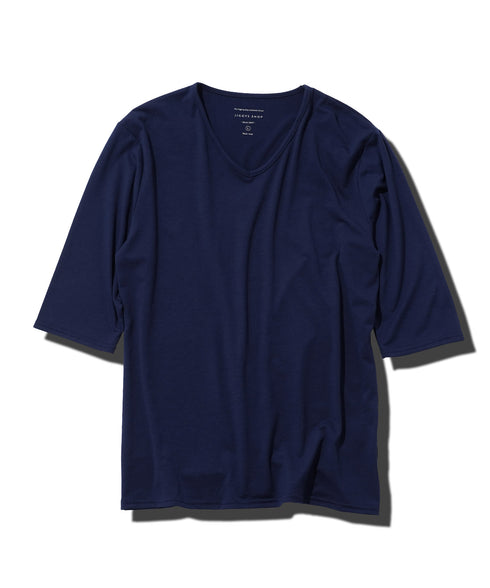 TRVネック五分袖Tシャツ