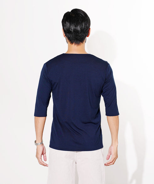 TRVネック五分袖Tシャツ