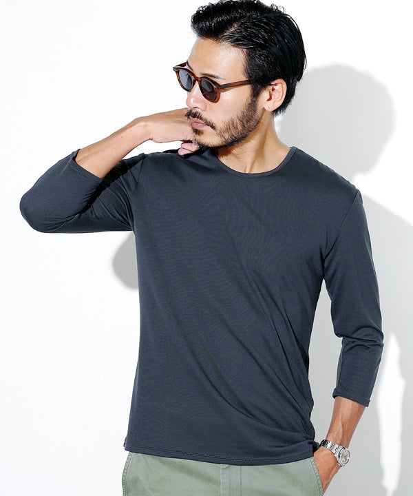 TRクルーネック七分袖Tシャツ | メンズ カットソー 七分袖 ストレスフリー ストレッチ スリム 秋服 春服 メンズファッション シンプル インナー