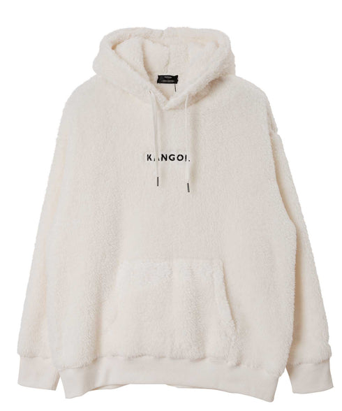 KANGOL / カンゴール 別注 コラボ オーバーサイズ ボア フリース プルオーバー パーカー | 裏起毛 ブランド ワンポイント フーディ おしゃれ ボア プルパーカー トレーナー フード トップス プレゼント ギフト
