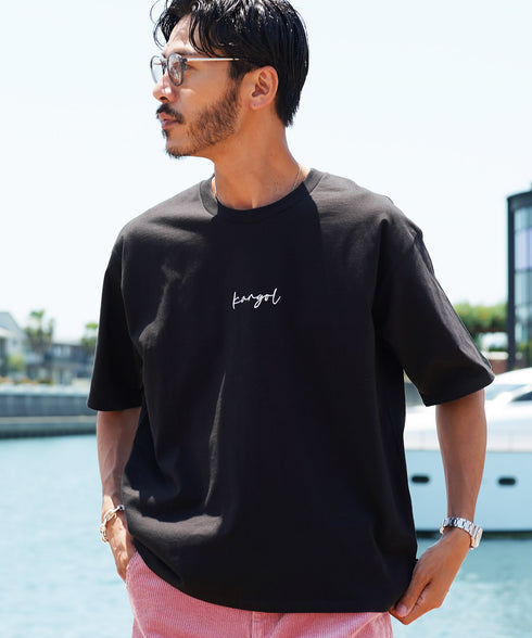 KANGOL / カンゴール 別注 コラボ ロゴ 刺繍 ビッグシルエット 半袖 Tシャツ |Tシャツ クルーネック メンズ ブランド 半袖 無地 カットソー