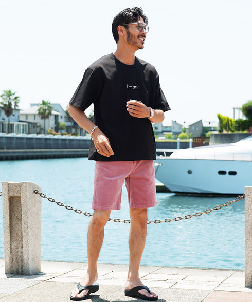 KANGOL / カンゴール 別注 コラボ ロゴ 刺繍 ビッグシルエット 半袖 Tシャツ |Tシャツ クルーネック メンズ ブランド 半袖 無地 カットソー