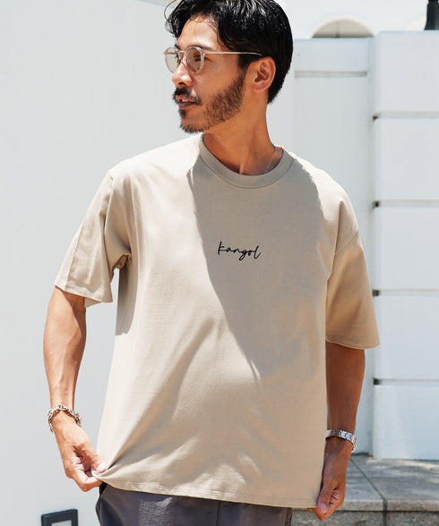 KANGOL / カンゴール 別注 コラボ ロゴ 刺繍 ビッグシルエット 半袖 Tシャツ |Tシャツ クルーネック メンズ ブランド 半袖 無地 カットソー